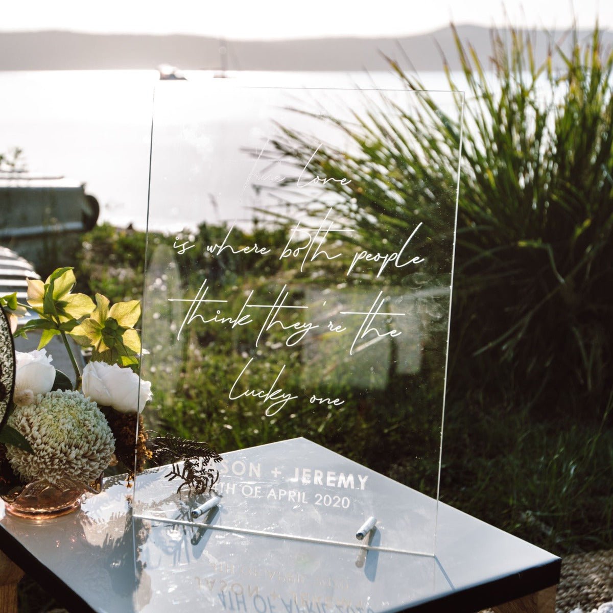 A3 Clear Acrylic Wedding Sign with Metal Stand