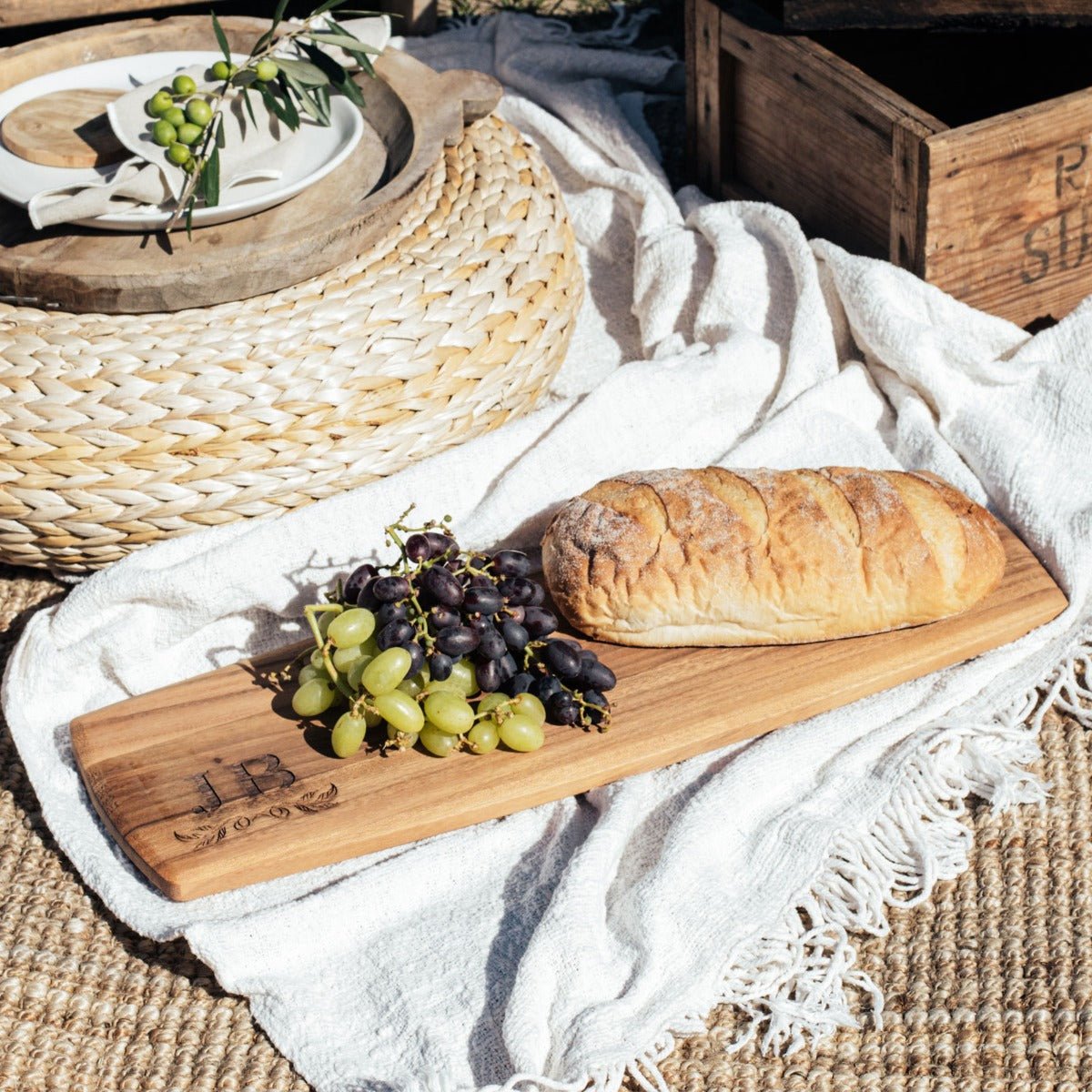 Engraved Acacia Wood 62cm Tapas Serving Board