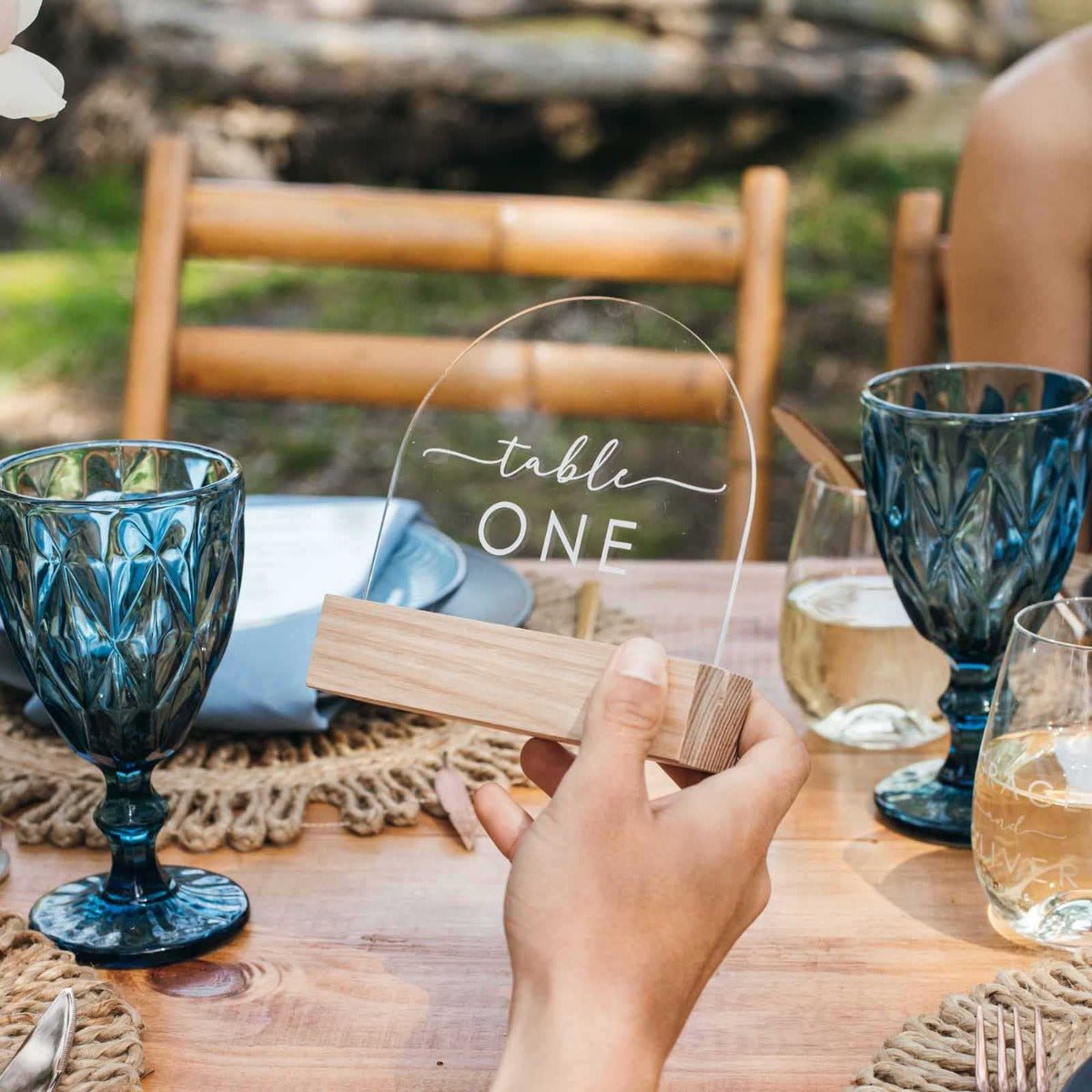 Engraved Clear Acrylic Arch Table Number with Wooden Base