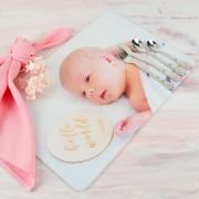 Frosted Acrylic Photo Print Placemat with Engraved Cutlery 4 Piece Set