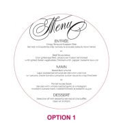 Engraved Round Acrylic Wedding Menus