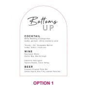 Rounded Acrylic Wedding Drink Menu with Stand