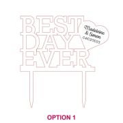 Wooden Wedding Best Day Ever Cake Topper
