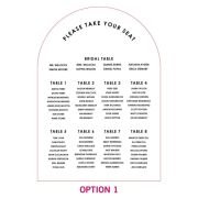 Printed A1 Size White Acrylic Arch Wedding Seating Chart