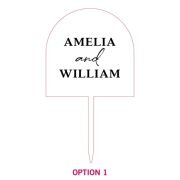 Printed White Acrylic Wedding Arch Cake Topper
