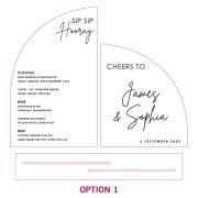 Engraved Frosted Mirror Gold Semi Arch Wedding Bar Menu