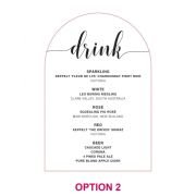 Rounded Acrylic Wedding Drink Menu with Stand