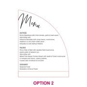 Engraved Frosted Acrylic Sail Menu with Wooden Base