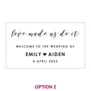 Engraved Acrylic Wedding Sign with Wooden Base