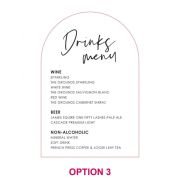 Rounded Acrylic Wedding Drink Menu with Stand