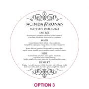 Engraved Round Mirror Acrylic Wedding Menus