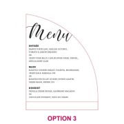 Engraved Frosted Acrylic Sail Menu with Wooden Base