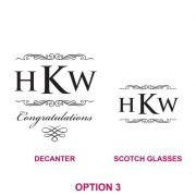 Engraved Deluxe Square Whiskey Decanter PLUS 2 Scotch Glasses Corporate Gift
