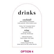 Rounded Acrylic Wedding Drink Menu with Stand