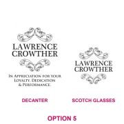 Engraved Deluxe Square Whiskey Decanter PLUS 2 Scotch Glasses Corporate Gift