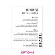 Engraved 5×7 Acrylic Wedding Menus