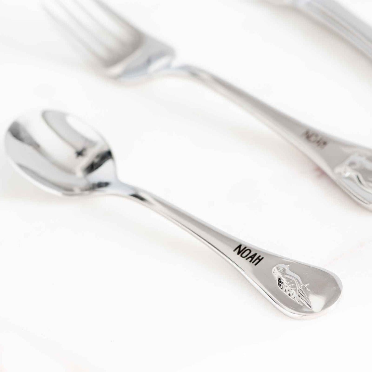 Engraved Stainless Steel Children’s Cutlery 4 Piece Set Australian Animals