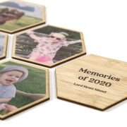 Magnetic Hexagon Shaped Bamboo Photo Prints Set of 6