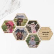 Magnetic Hexagon Shaped Bamboo Photo Prints Set of 6