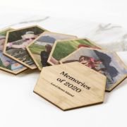 Magnetic Hexagon Shaped Bamboo Photo Prints Set of 6