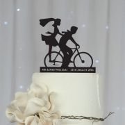 Bicycle Silhouette Acrylic Wedding Cake Topper