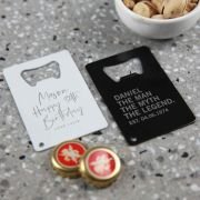 Engraved Black and White Birthday Credit Card Bottle Opener