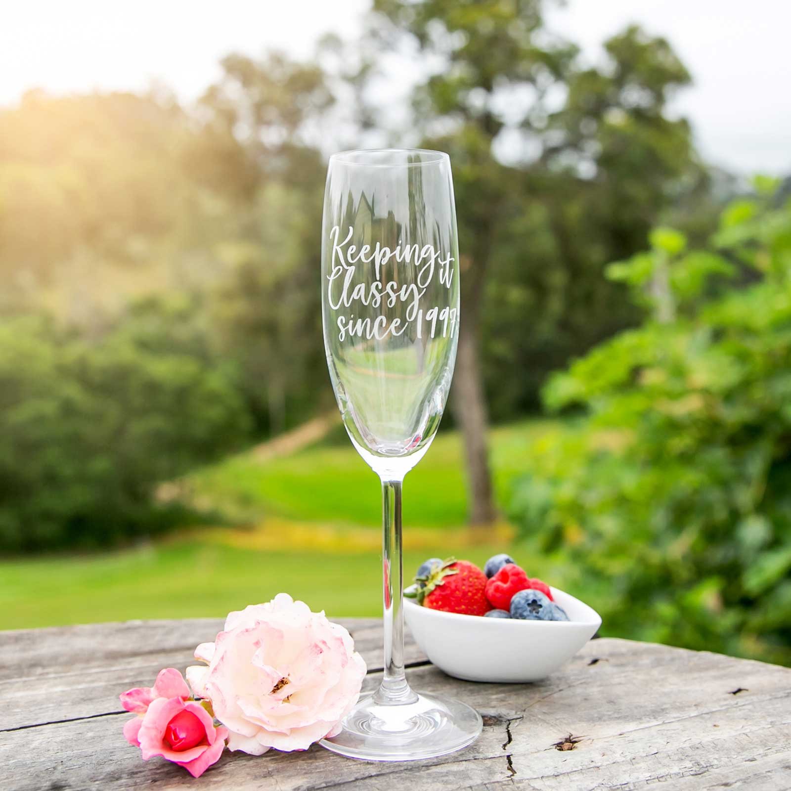 Engraved Birthday Champagne Glasses