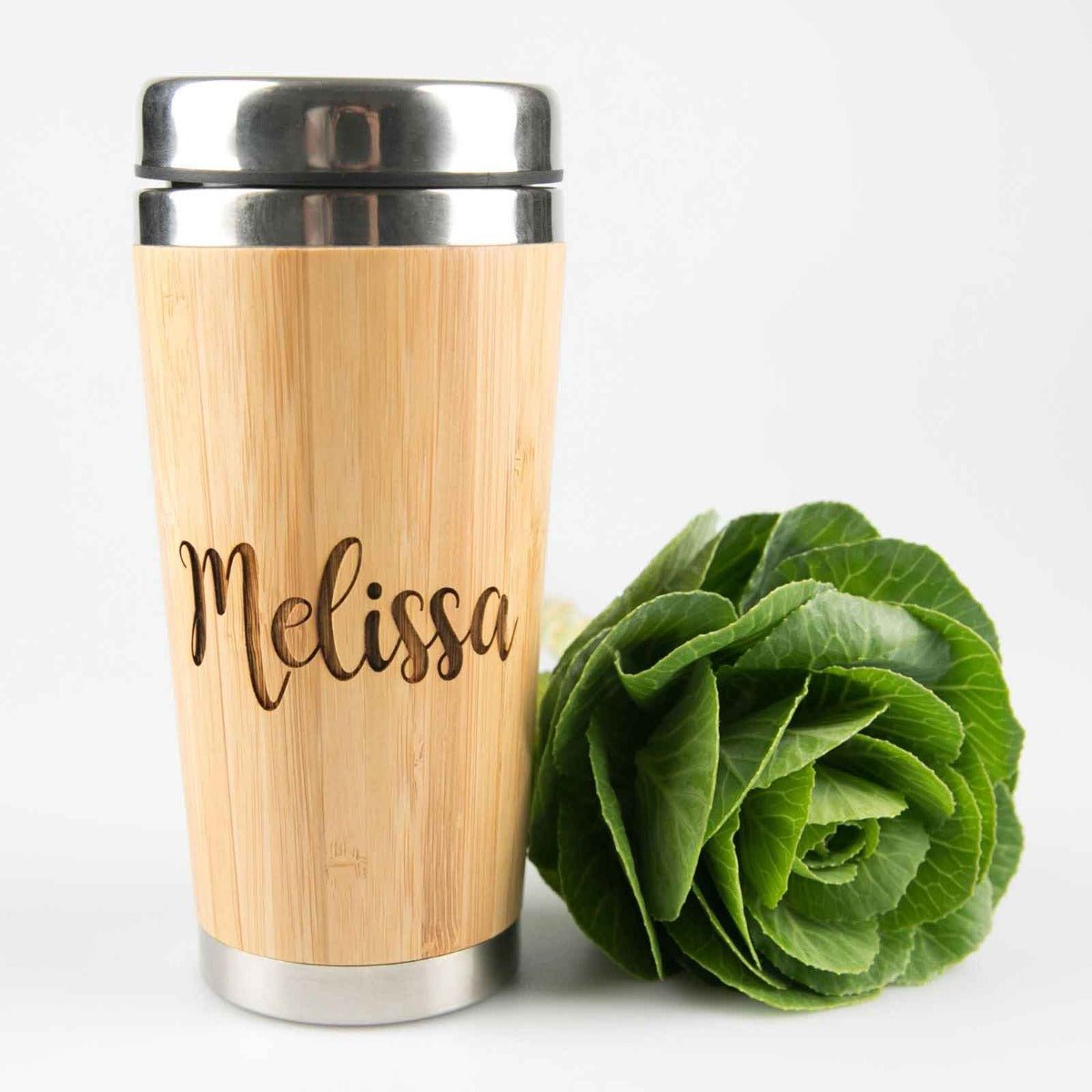 Laser Engraved Bamboo 400ml Travel Mug