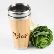 Laser Engraved Bamboo 400ml Travel Mug