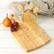 Engraved Birthday Paddle Chopping Board + BONUS Cheese Knife Set