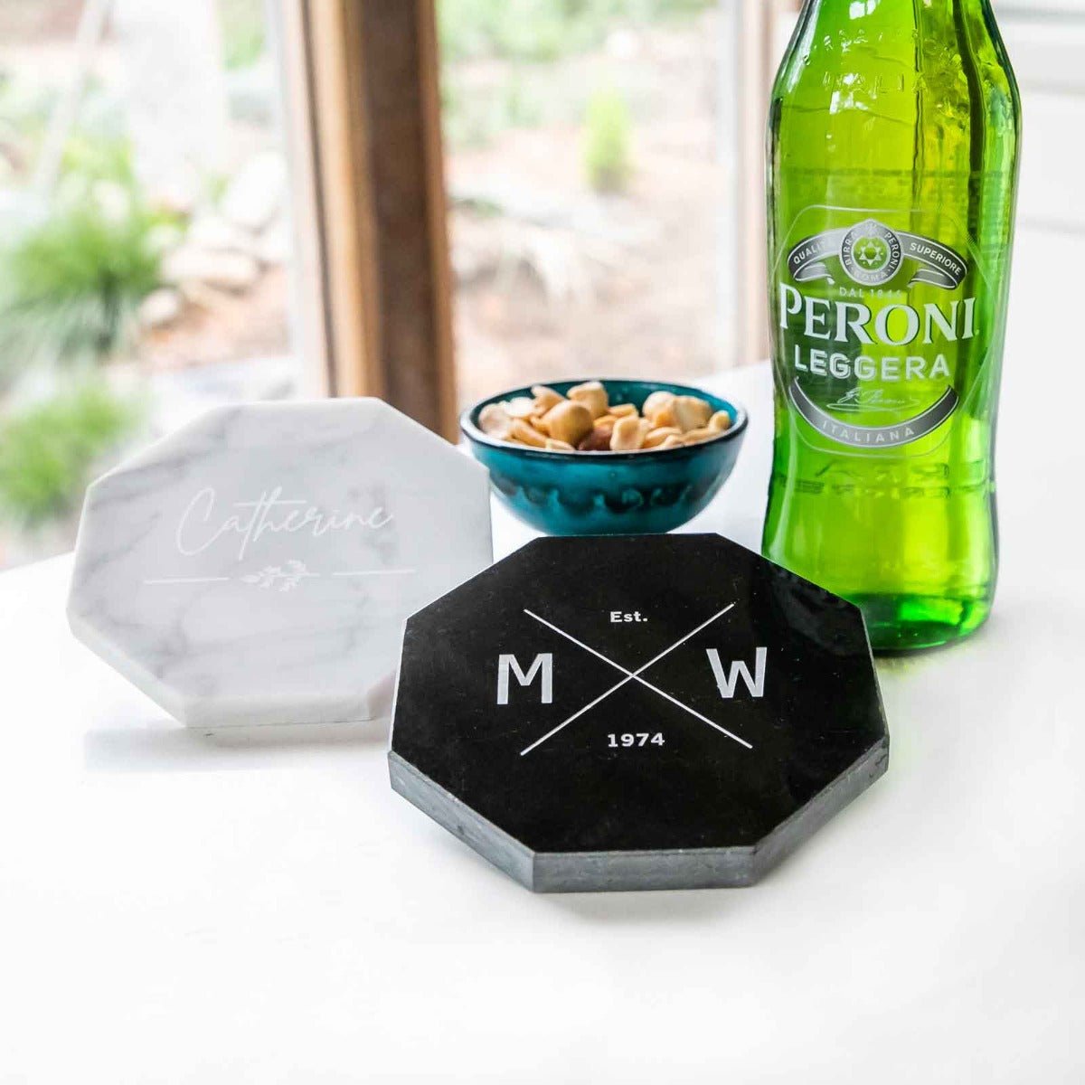 Engraved Birthday Octagonal Marble Coaster