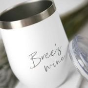 Engraved Birthday White Coffee Keep Cup Wine Sipper Silver Rim