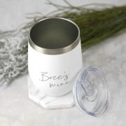 Engraved Birthday White Coffee Keep Cup Wine Sipper Silver Rim