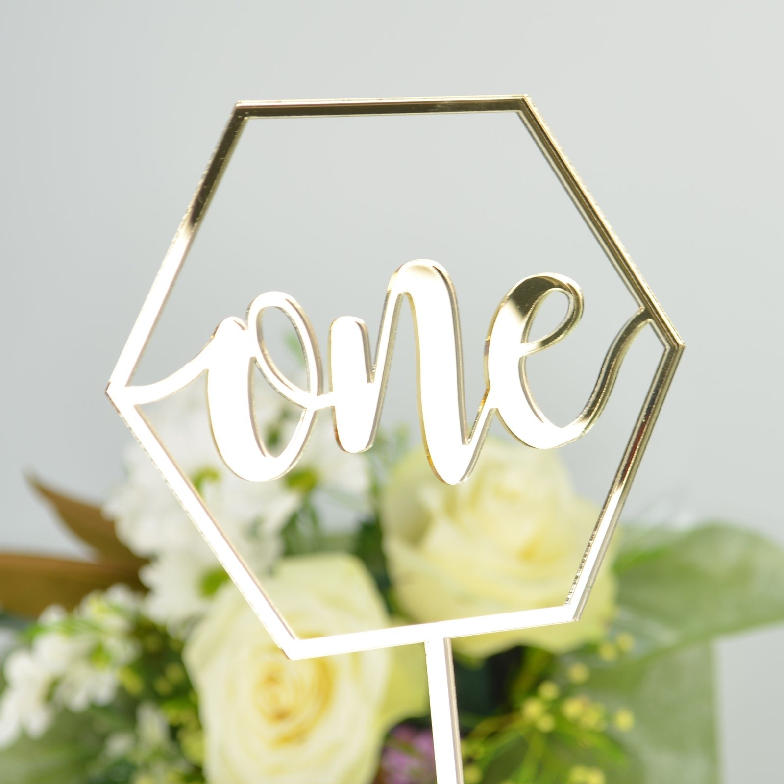 Acrylic Hexagon Birthday Cake Topper