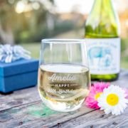 Engraved Birthday 460ml Stemless Wine Glasses