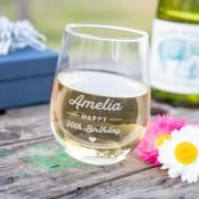 Engraved Birthday 460ml Stemless Wine Glasses