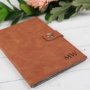 Engraved Tan Leatherette Passport Holder Birthday Gift