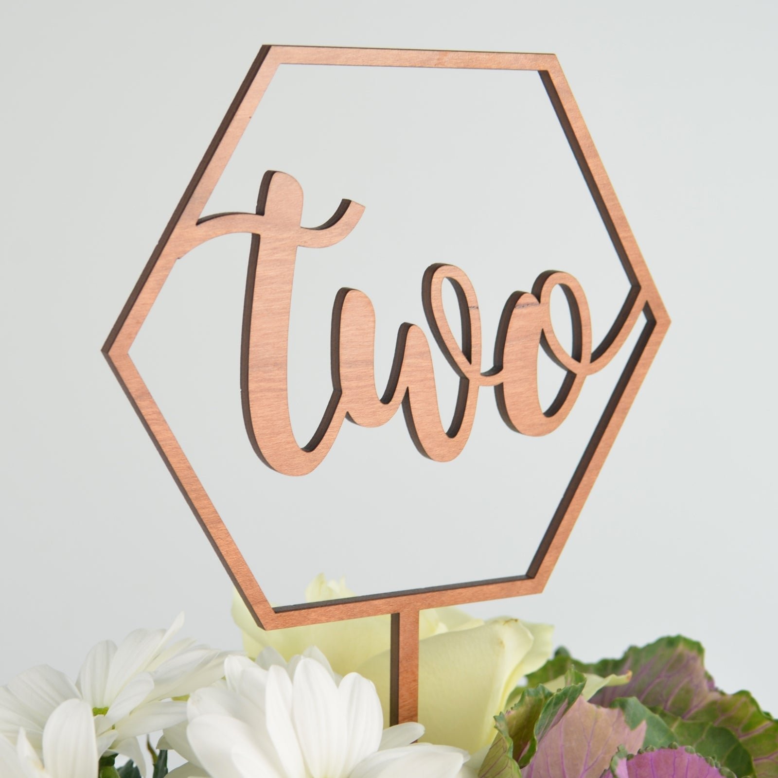 Wooden Hexagon Birthday Cake Topper