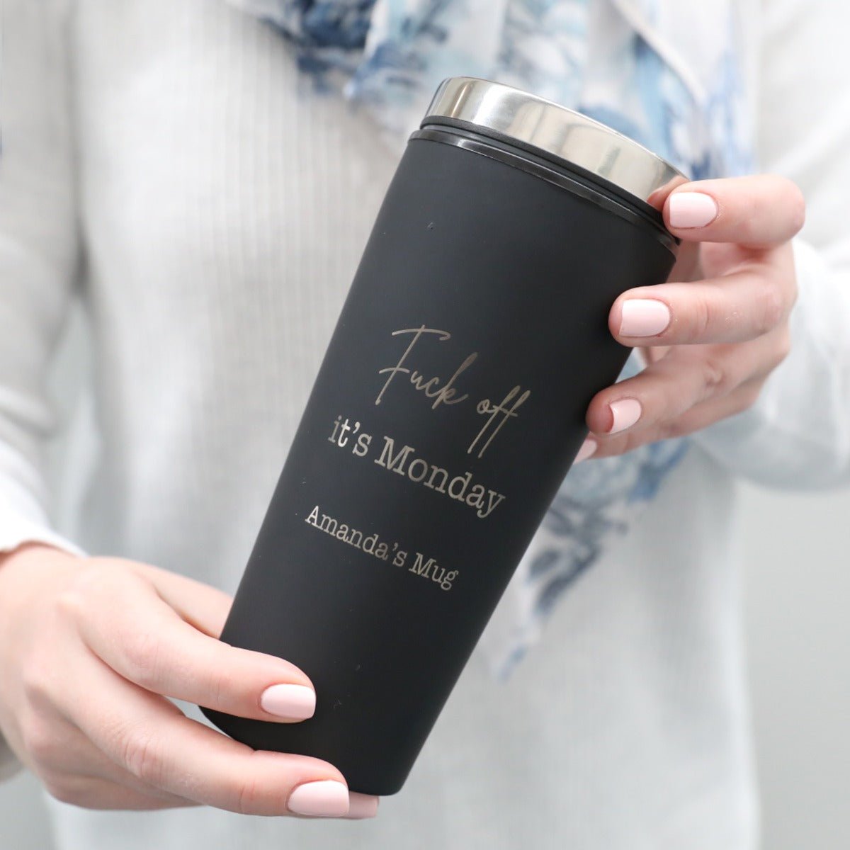It’s Monday Black Stainless Steel Thermo Travel Mug