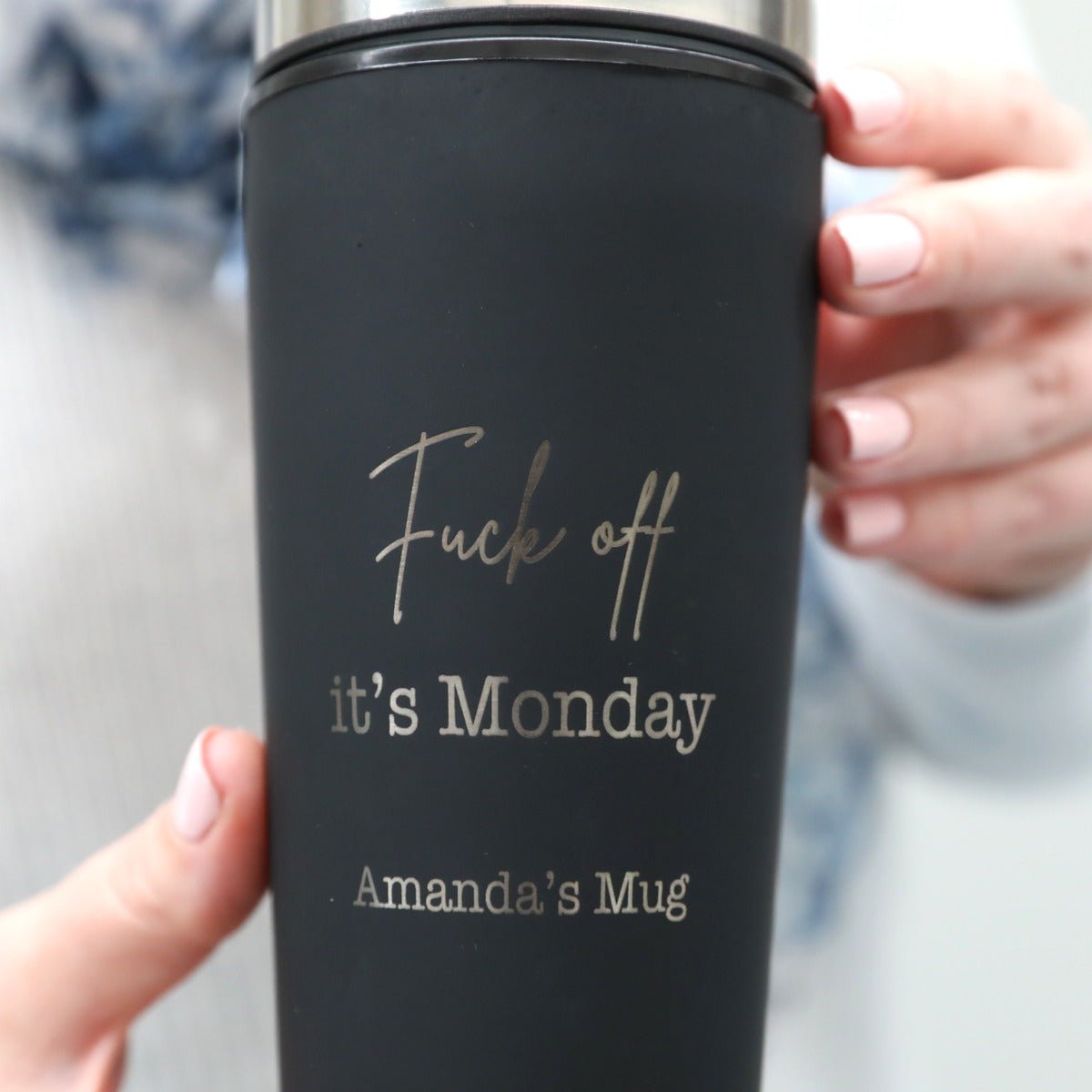It’s Monday Black Stainless Steel Thermo Travel Mug