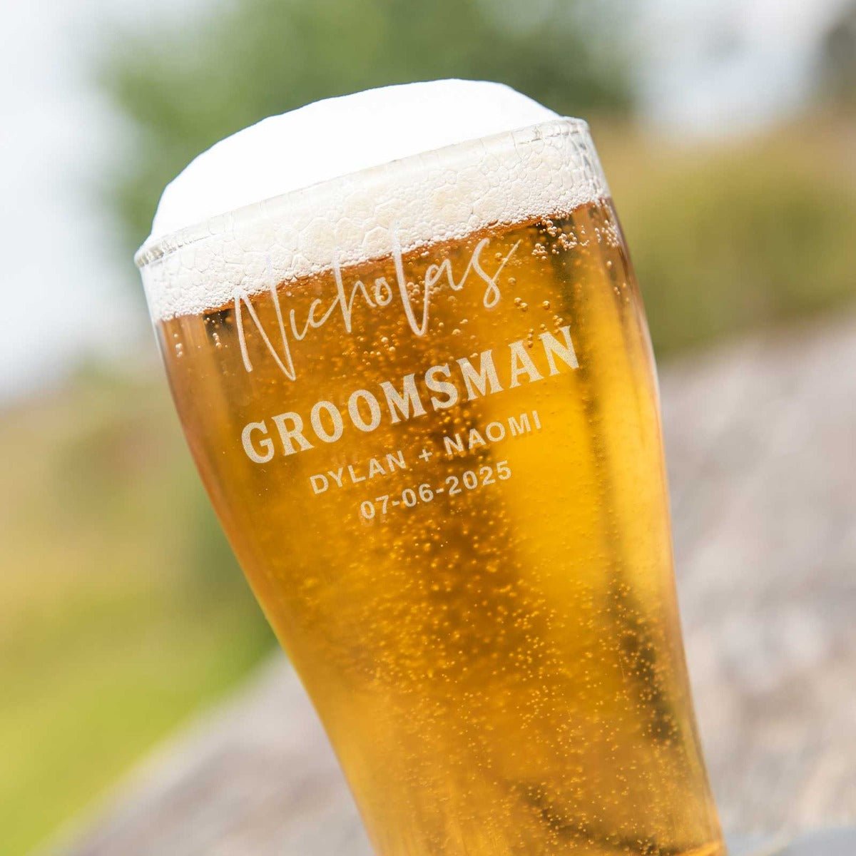 Engraved Bridal Party Schooner Beer Glass