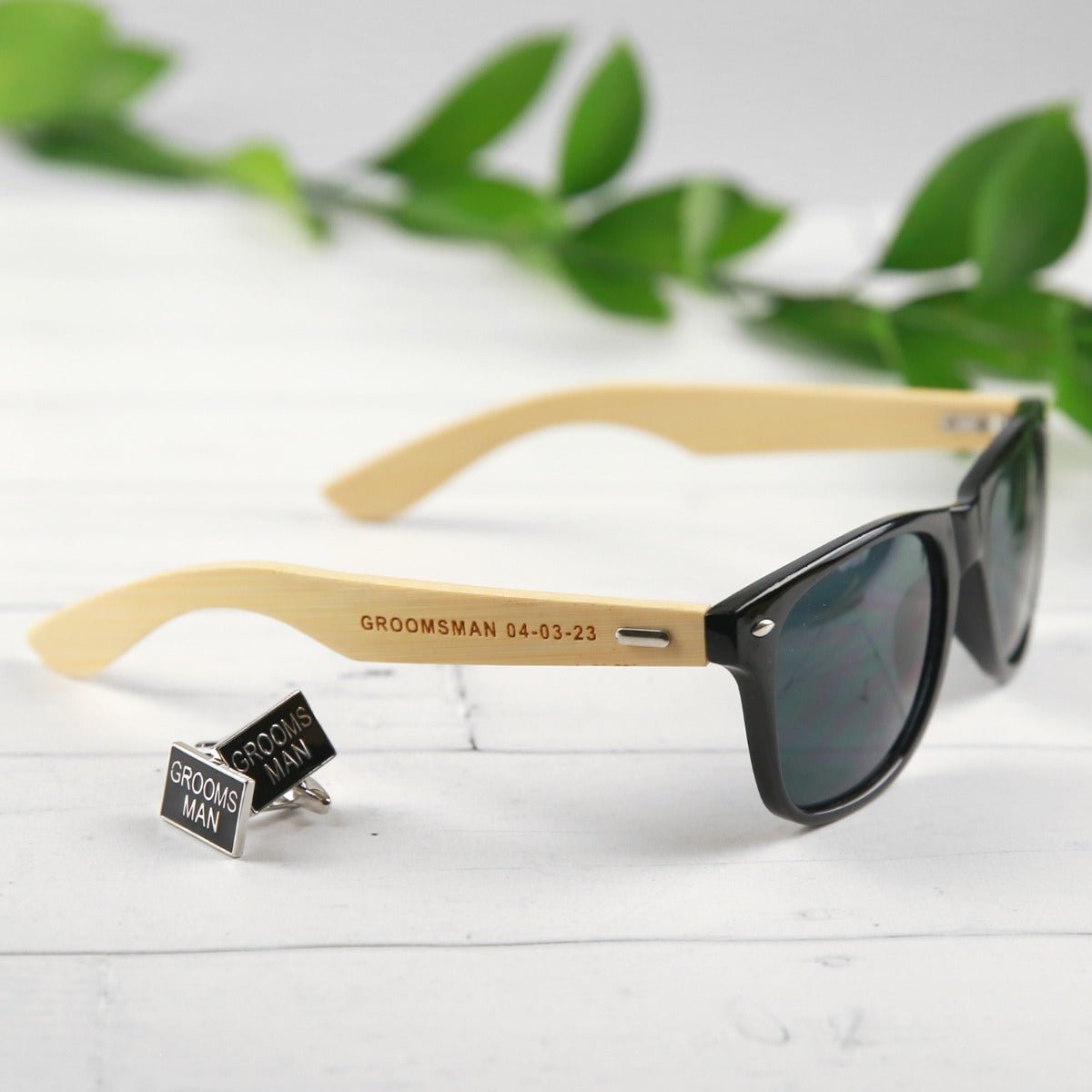 Engraved Bamboo Wooden Bridal Party Sunglasses