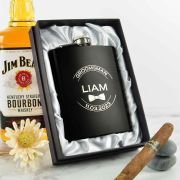Engraved Bridal Party 7oz Black Hip Flask