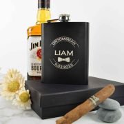 Engraved Bridal Party 7oz Black Hip Flask