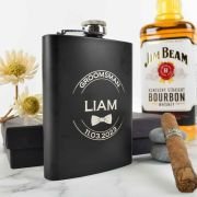 Engraved Bridal Party 7oz Black Hip Flask