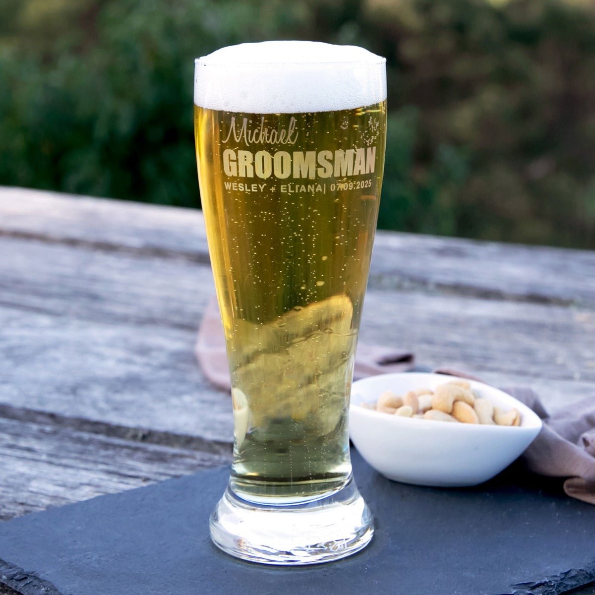 Bold Series Engraved Wedding 425ml Beer Glass
