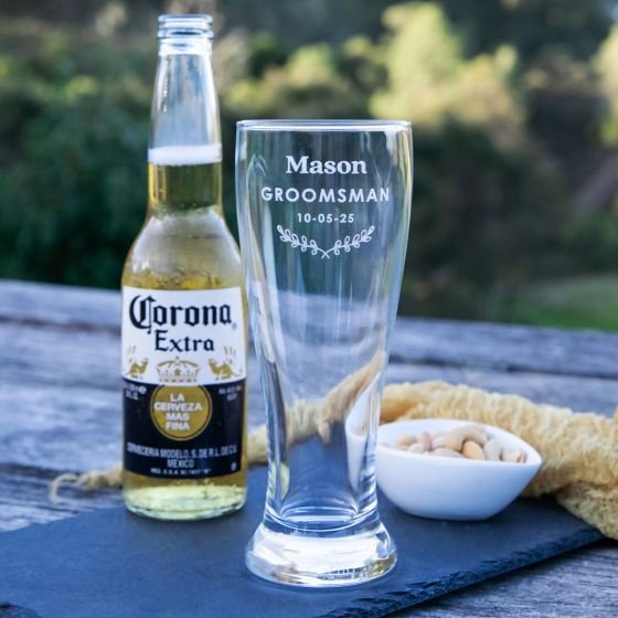 Engraved Bridal Party 425ml Beer Glass
