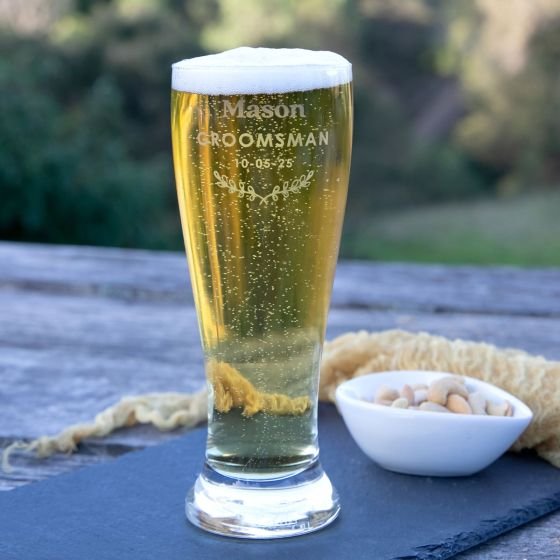Engraved Bridal Party 425ml Beer Glass