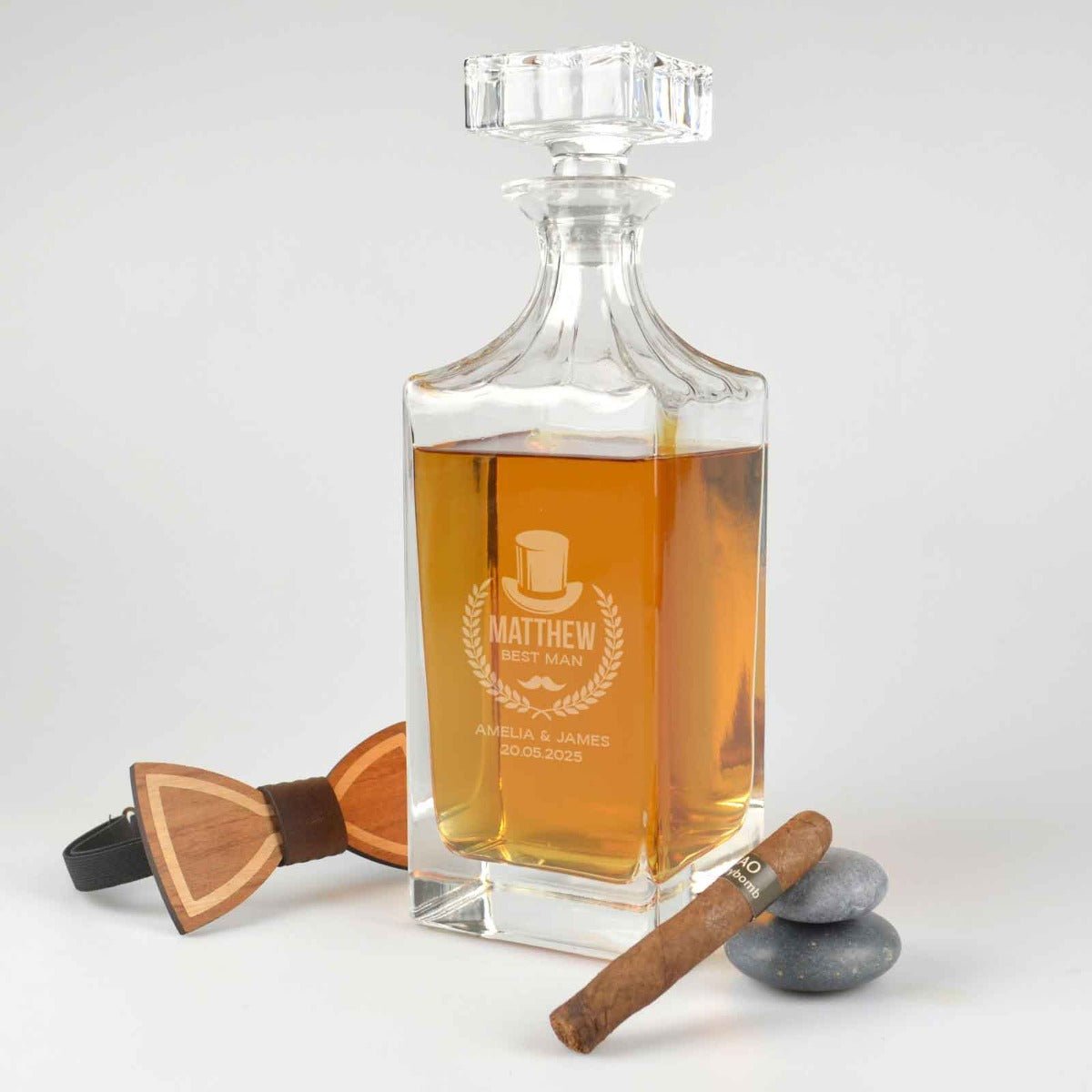 Engraved Deluxe Square Whiskey Decanter Bridal Party Gift