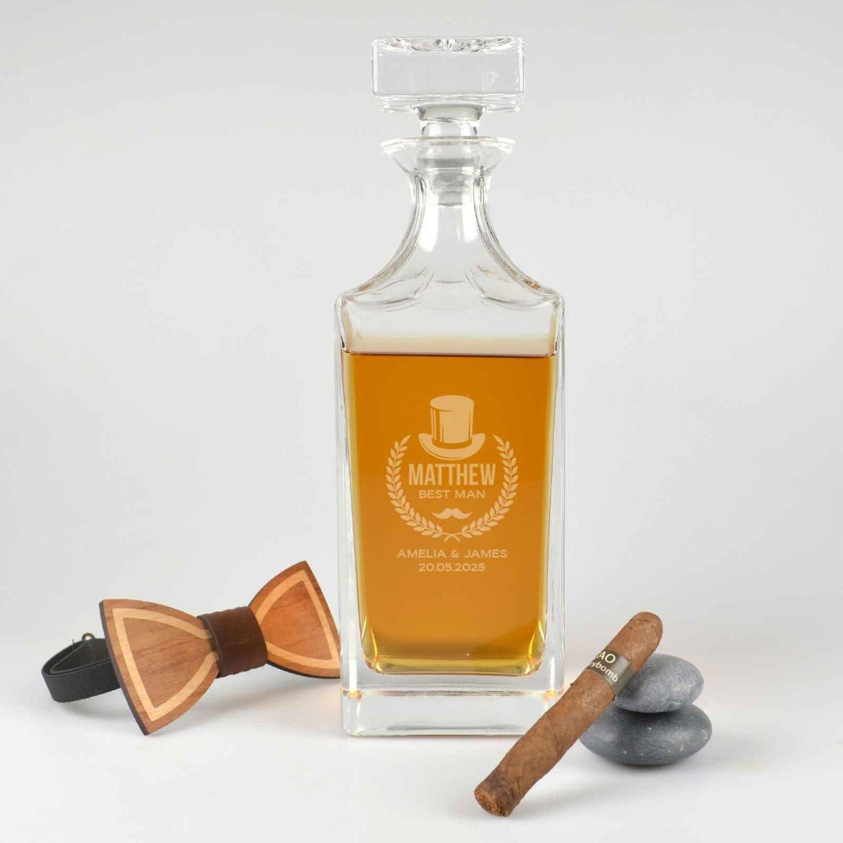 Engraved Deluxe Square Whiskey Decanter Bridal Party Gift